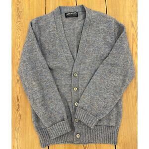 Vintage Puritan Wool Cardigan Light Blue Confetti Scotland Medium